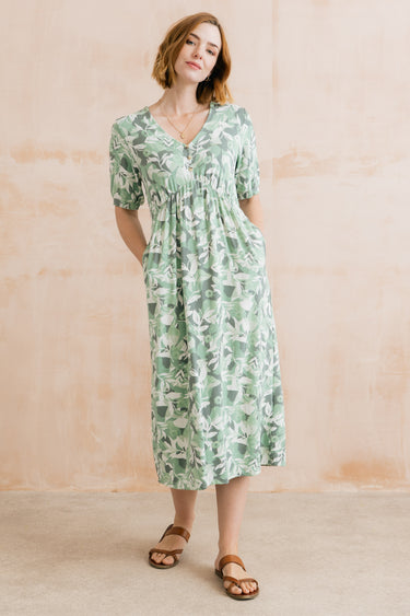 Lilian Jersey Printed Midi Dress Green
