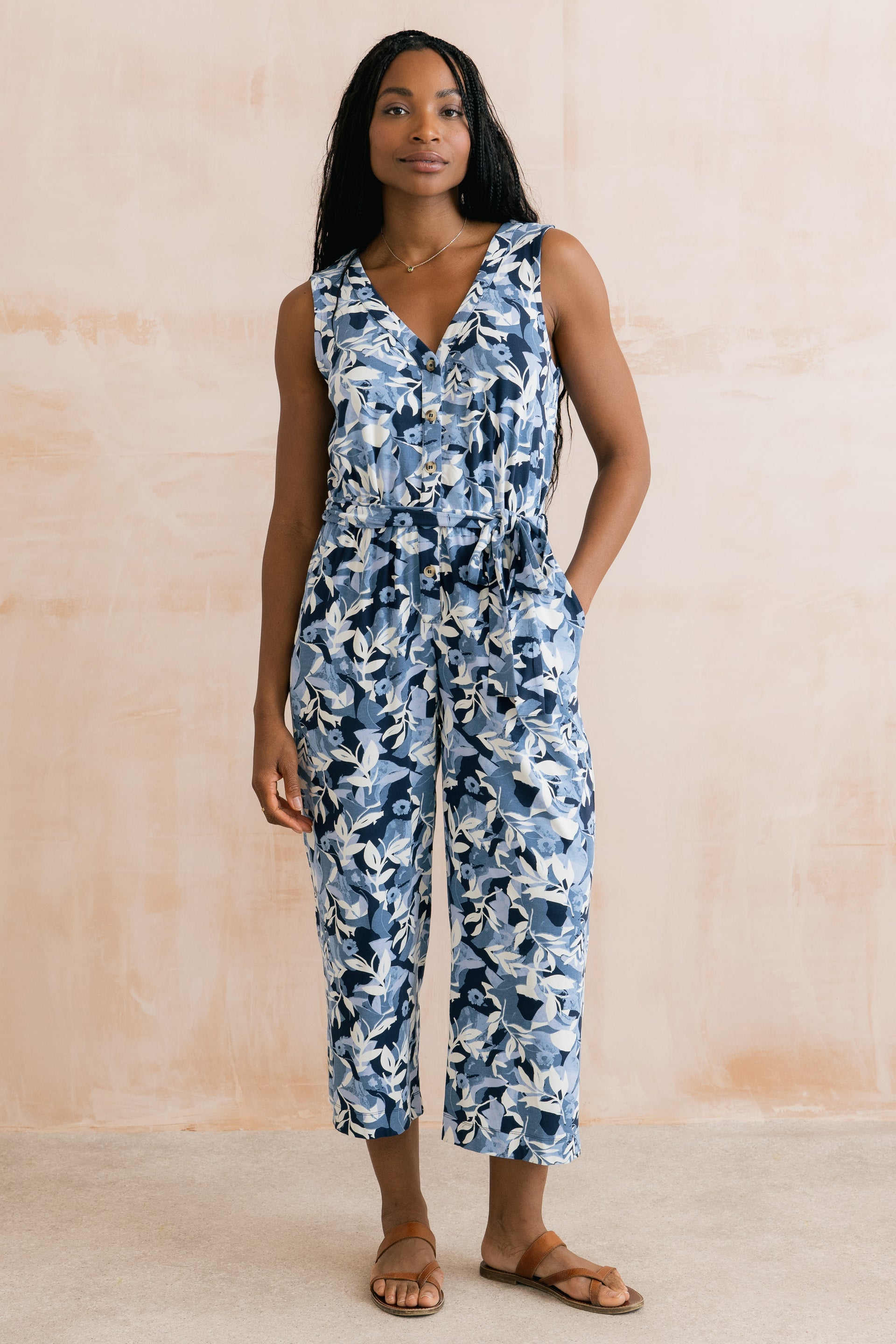 Allium Printed Jersey Jumpsuit
