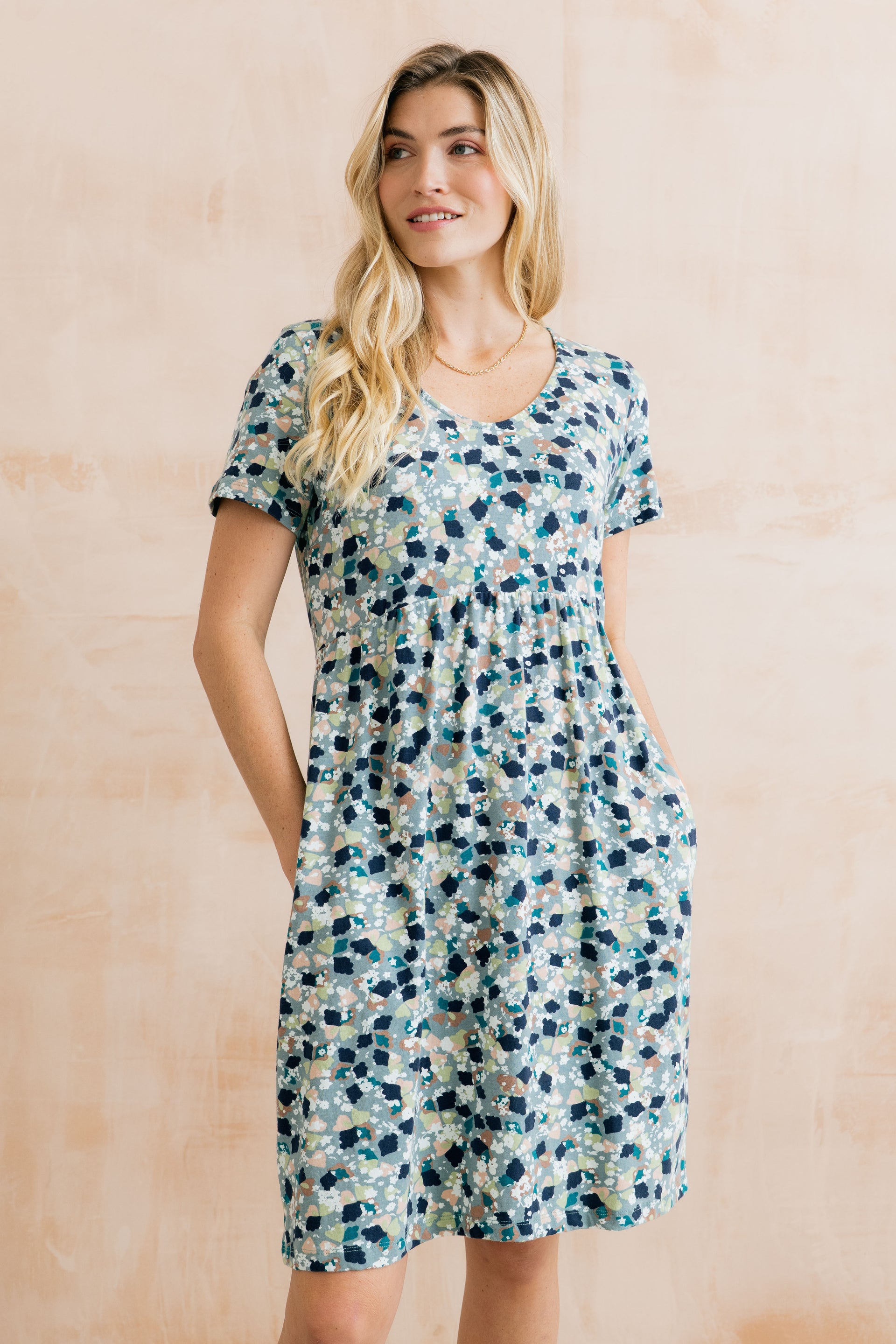 Festival Printed Organic Cotton Jersey Dress Ocean
