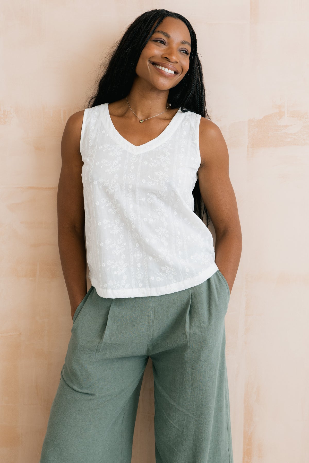 Embroidered Cotton Alicia Vest
