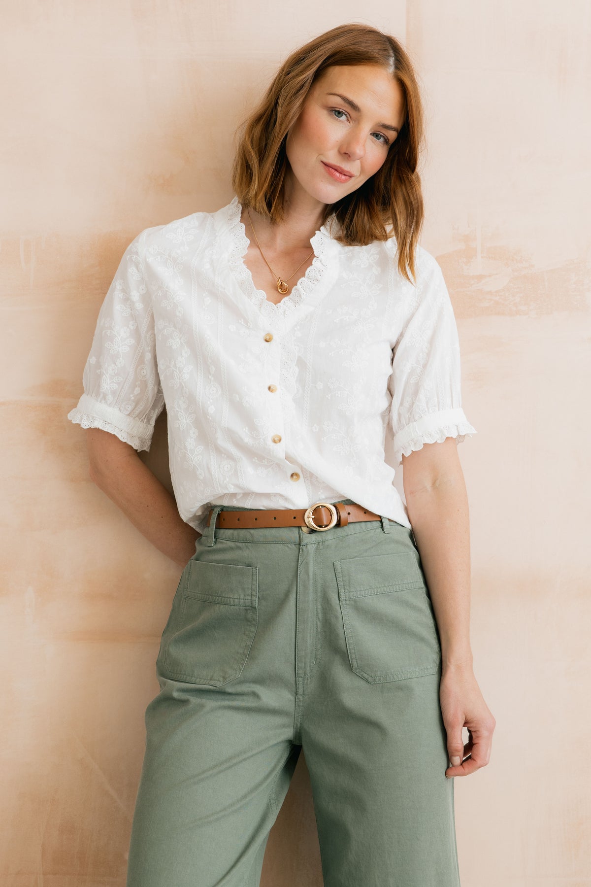 Wren Embroidered Cotton Frill Blouse