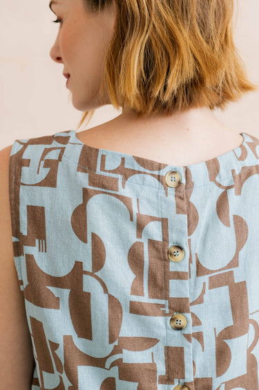 Cora Linen Blend Button Back Vest Mocha