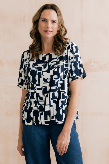 Bella Linen Blend Shell Top Navy