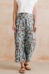 Greta Highline Print Cropped Trousers Mocha