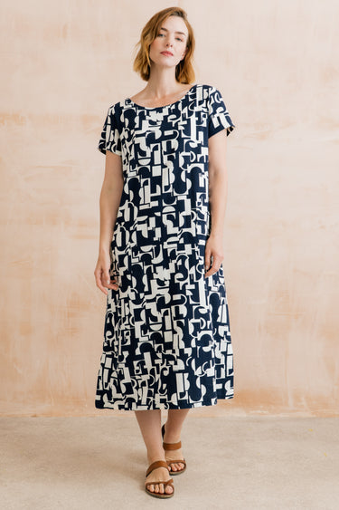 Summer Breeze Linen Blend Dress Highline Navy