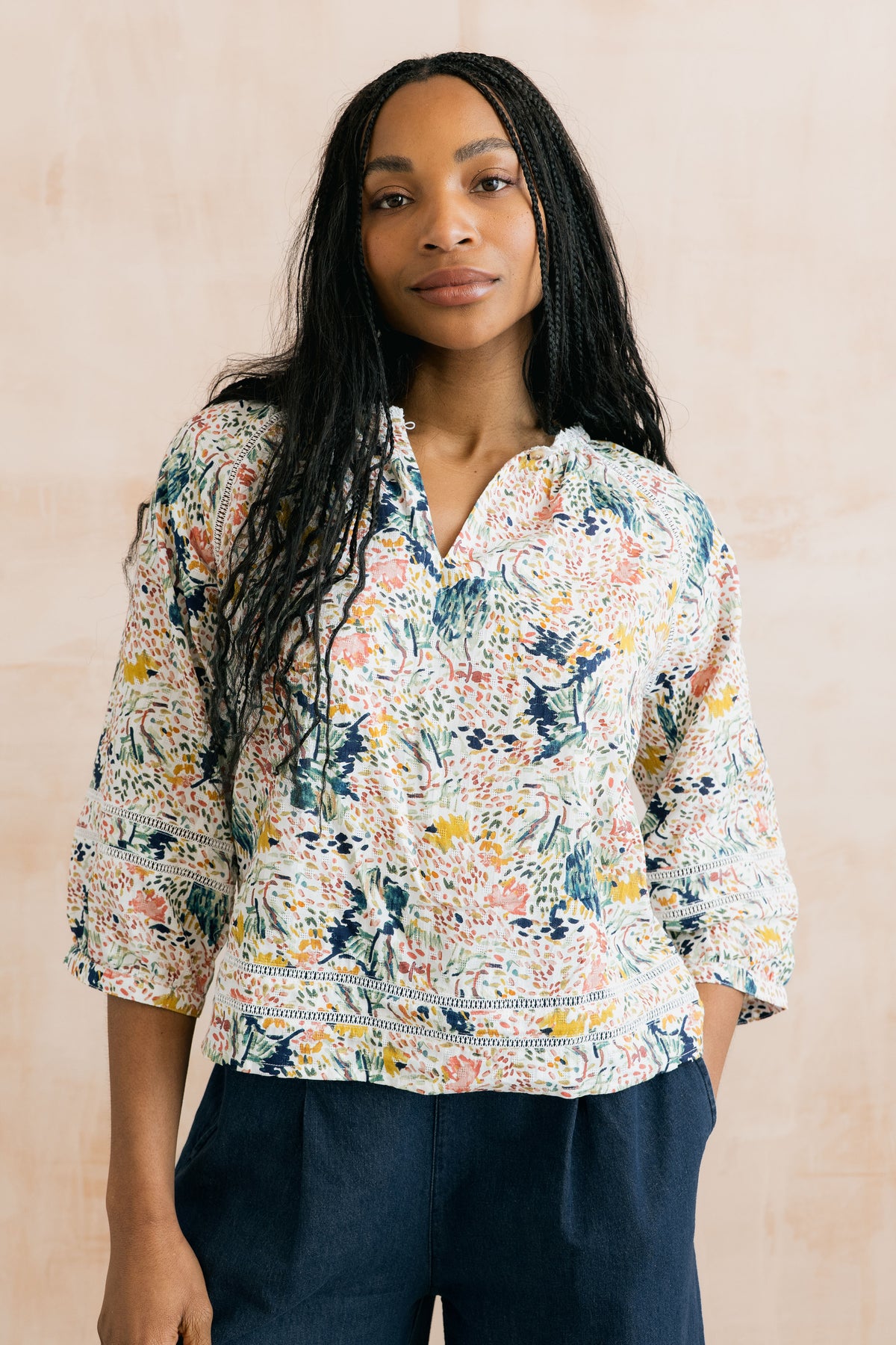 Zoe Organic Cotton Ditsy Print Blouse