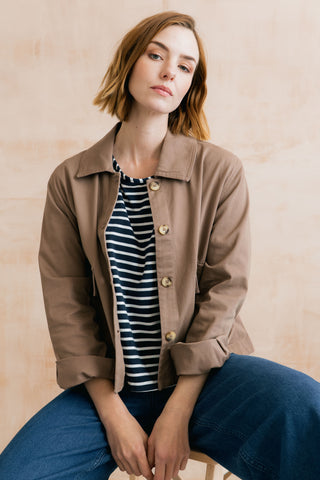 Effie Stretch Cotton Twill Jacket Mocha