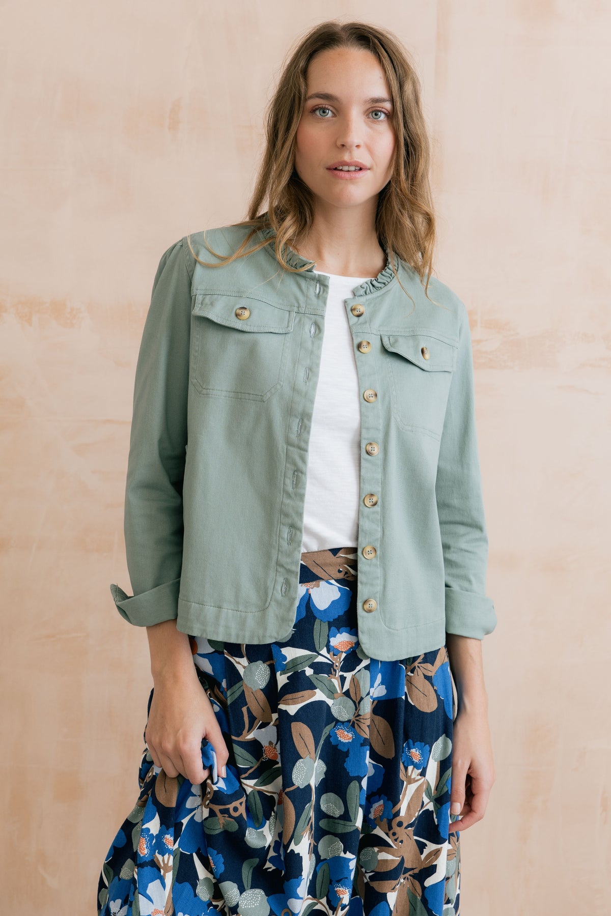 Seren Stretch Cotton Twill Jacket Sage