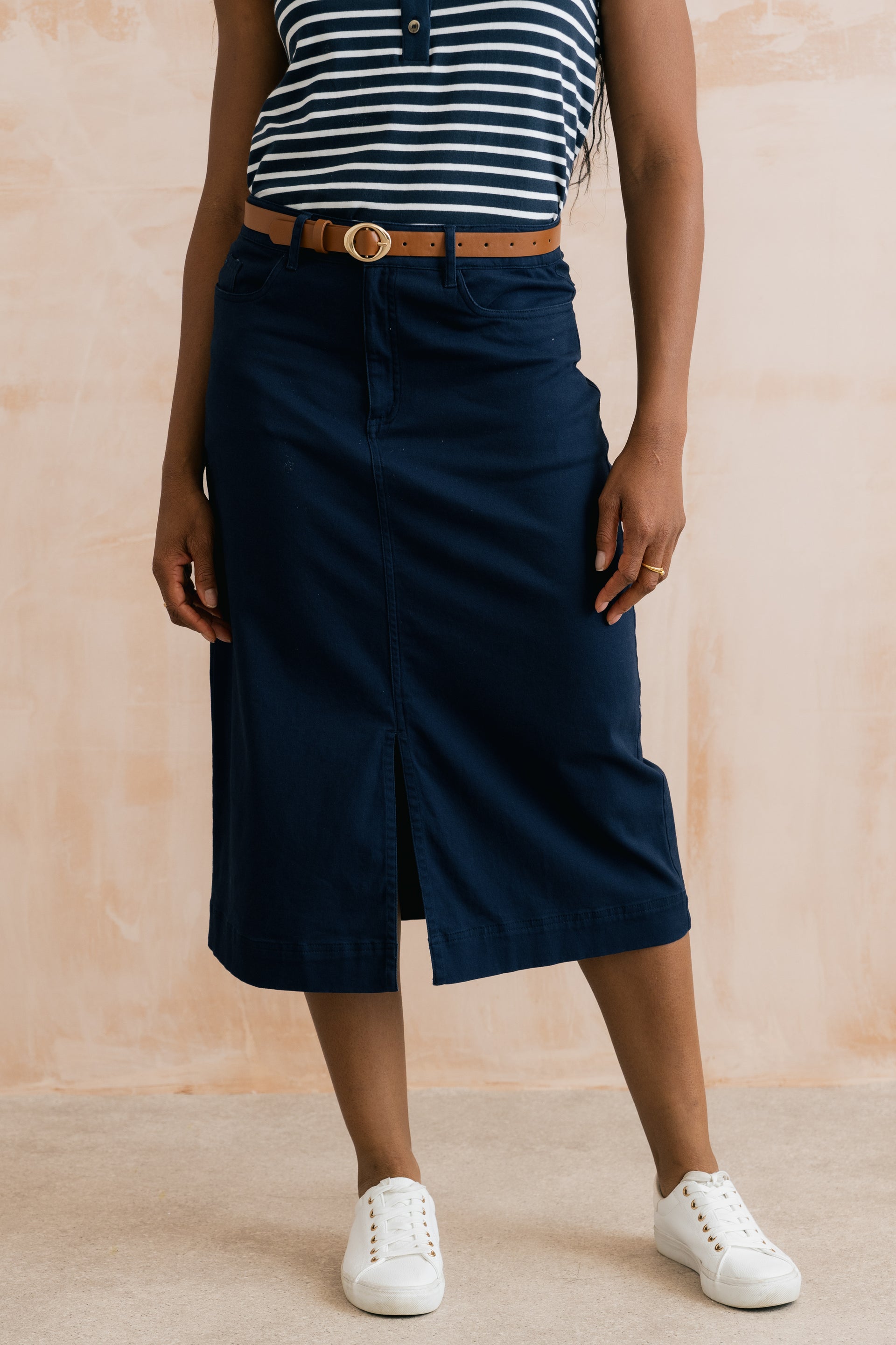 Morwenna Stretch Twill Midi Skirt