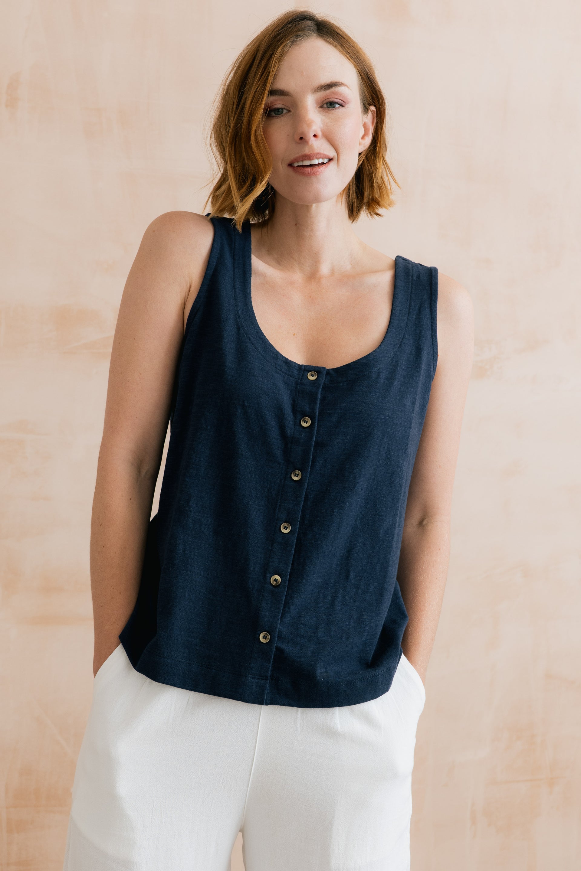 Pier Organic Cotton Jersey Button Vest