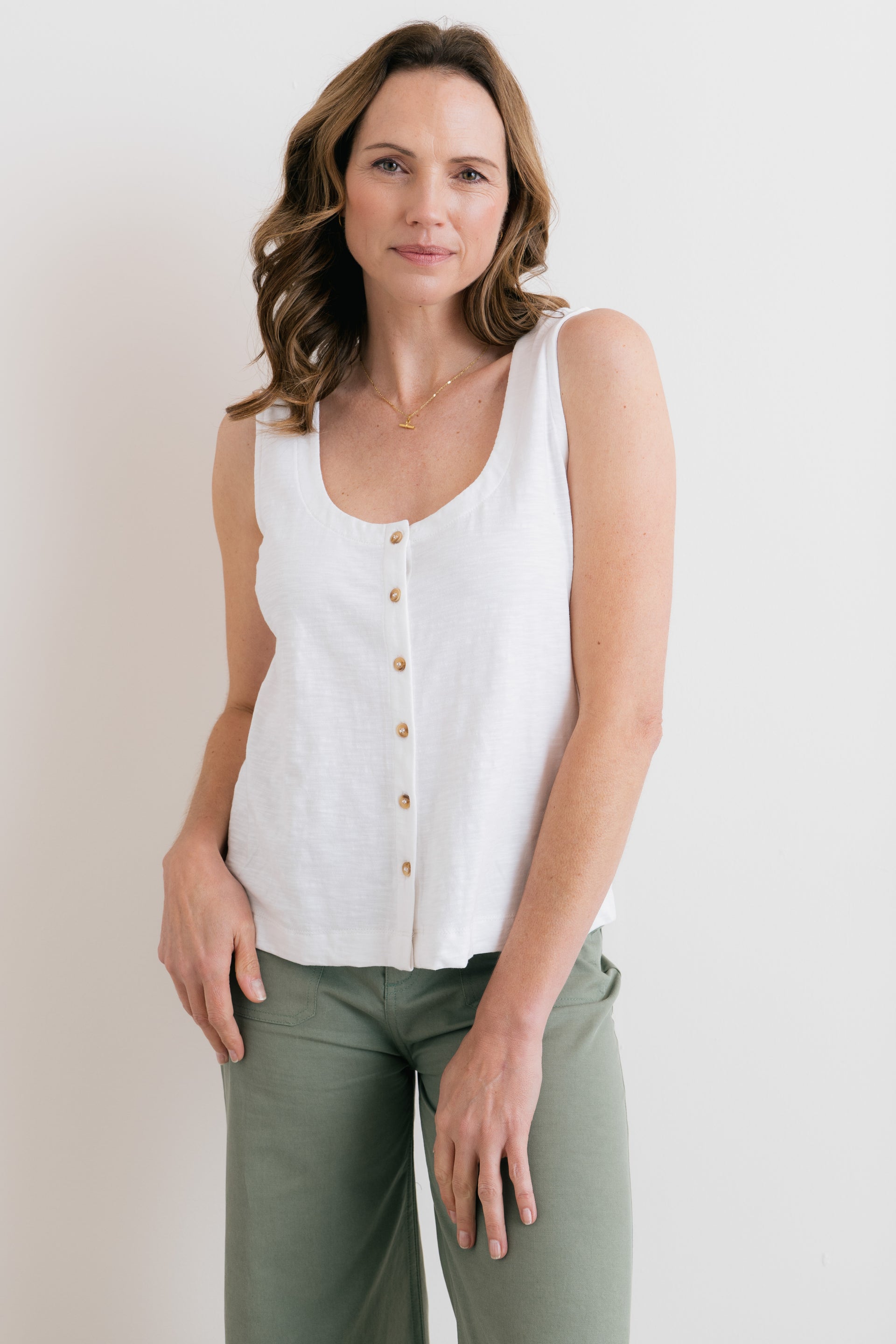 Pier Organic Cotton Jersey Button Vest