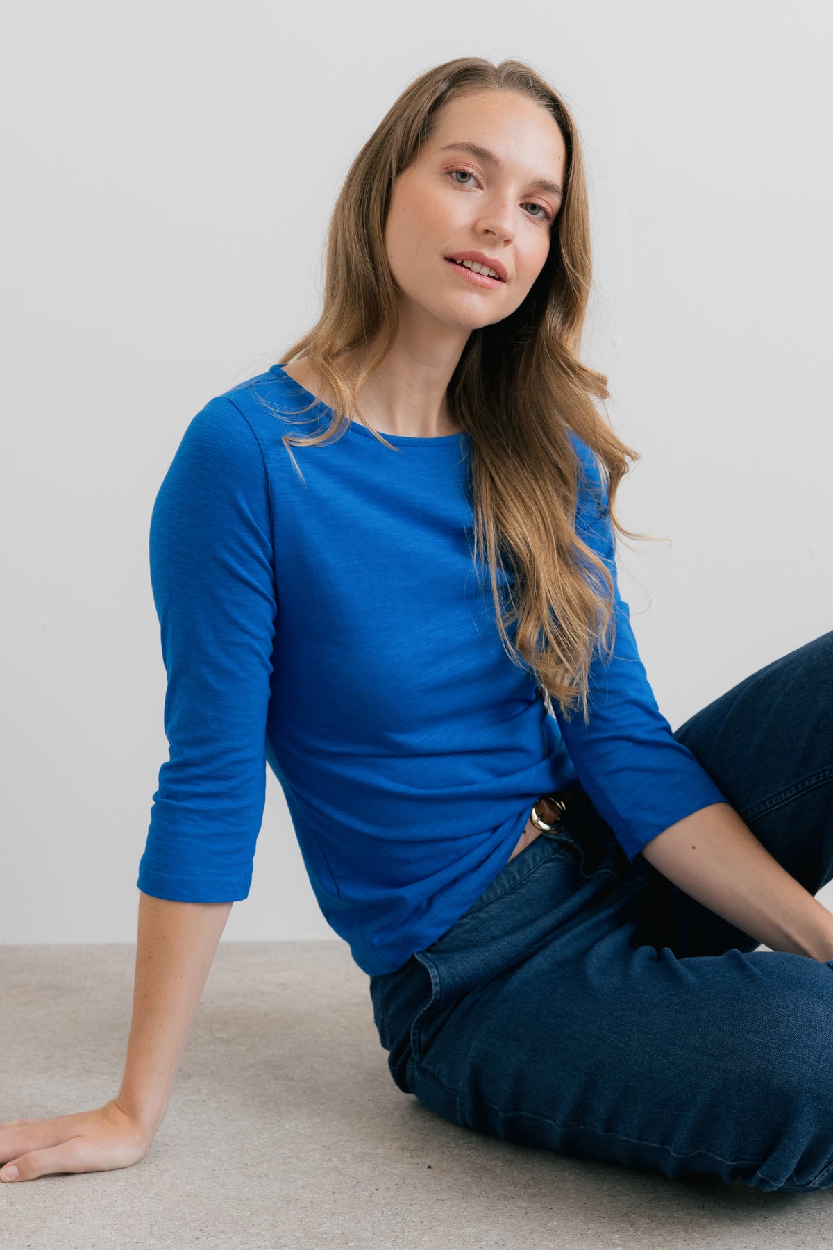 Monica Organic Cotton Jersey Top Cobalt