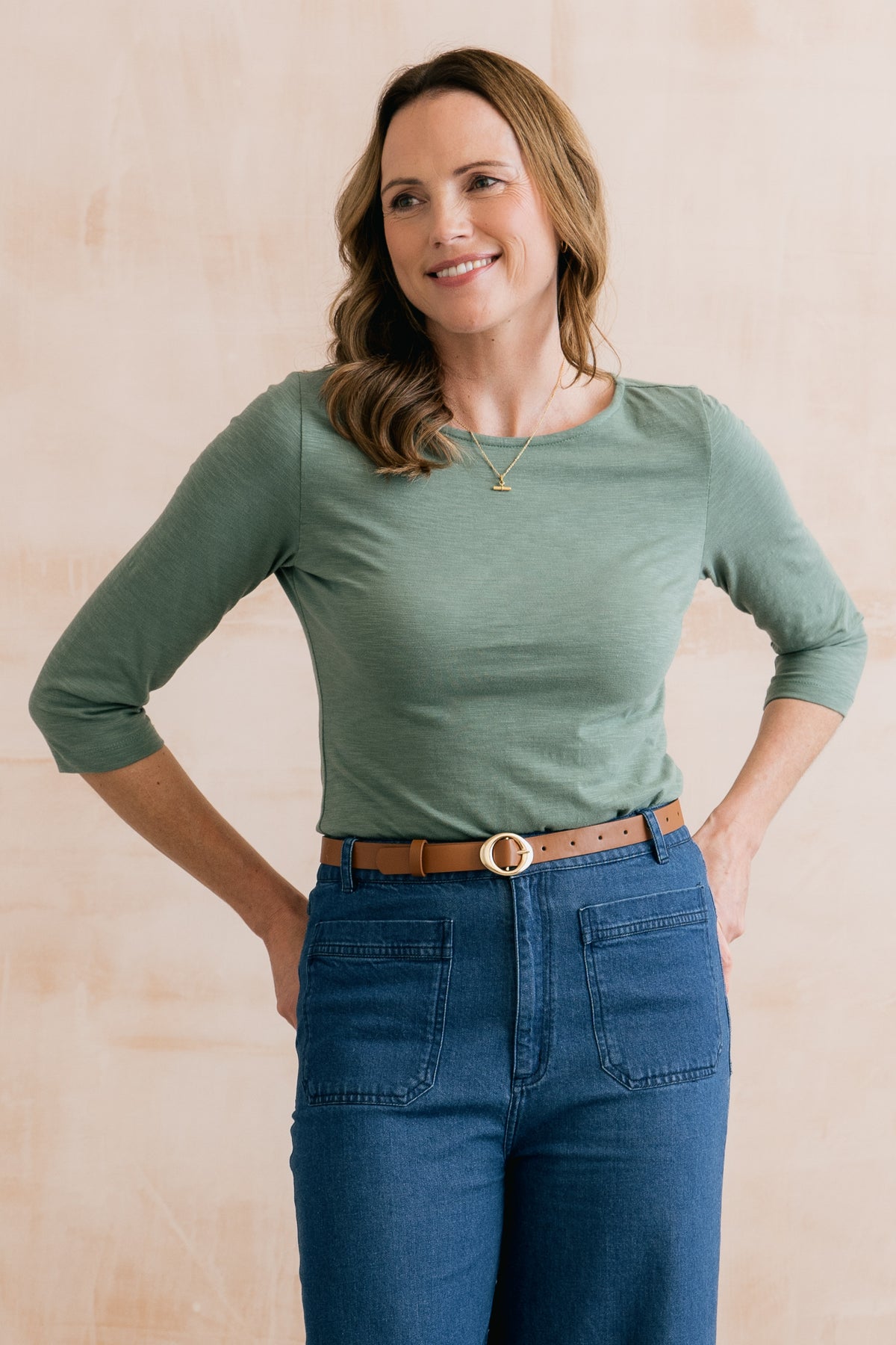 Monica Organic Cotton Jersey Top Laurel