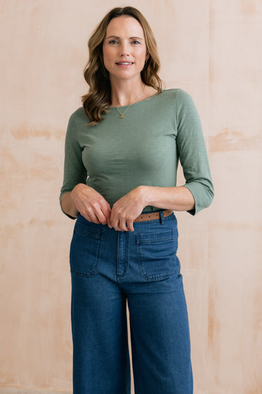 Monica Organic Cotton Jersey Top Laurel Green