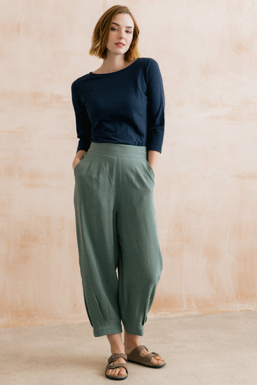 Monica Organic Cotton Jersey Top Navy