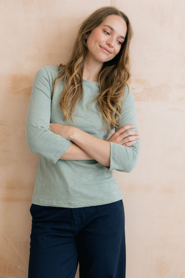 Monica Organic Cotton Jersey Top Silver Sage