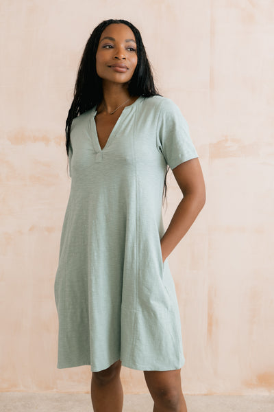 Terrace Organic Cotton Jersey Swing Dress Silver Sage – Lily & Me