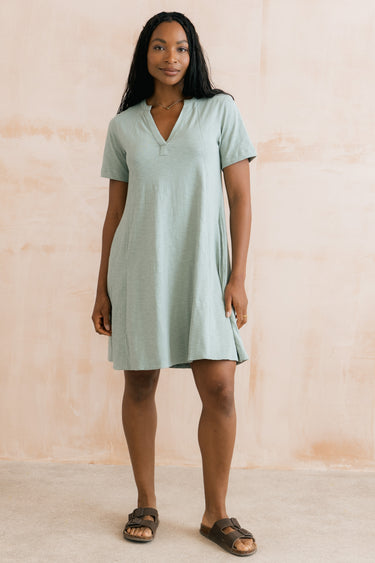 Terrace Organic Cotton Jersey Swing Dress Silver Sage