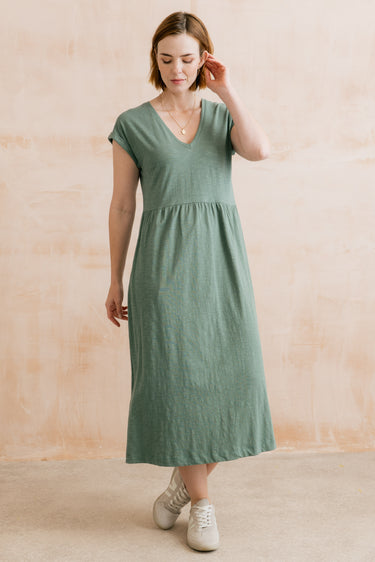 Shine Organic Cotton Jersey Dress Laurel Green