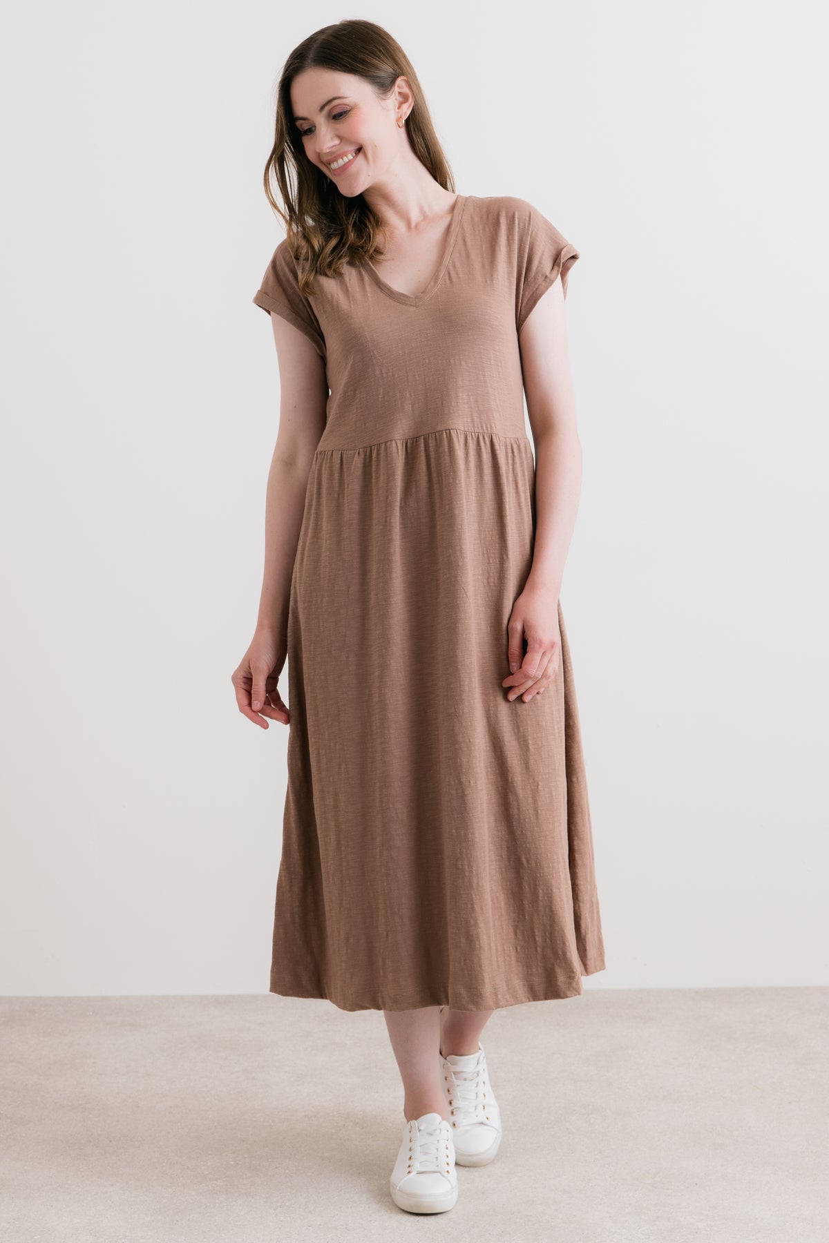 Shine Organic Cotton Jersey Dress Mocha