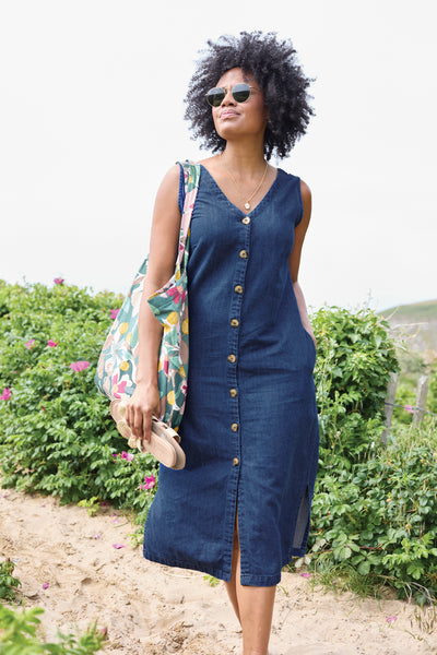 Erica Button Through Denim Midi Dress – Lily & Me