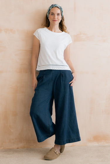 Summer Wide Leg Palazzo Trousers Cotton Denim