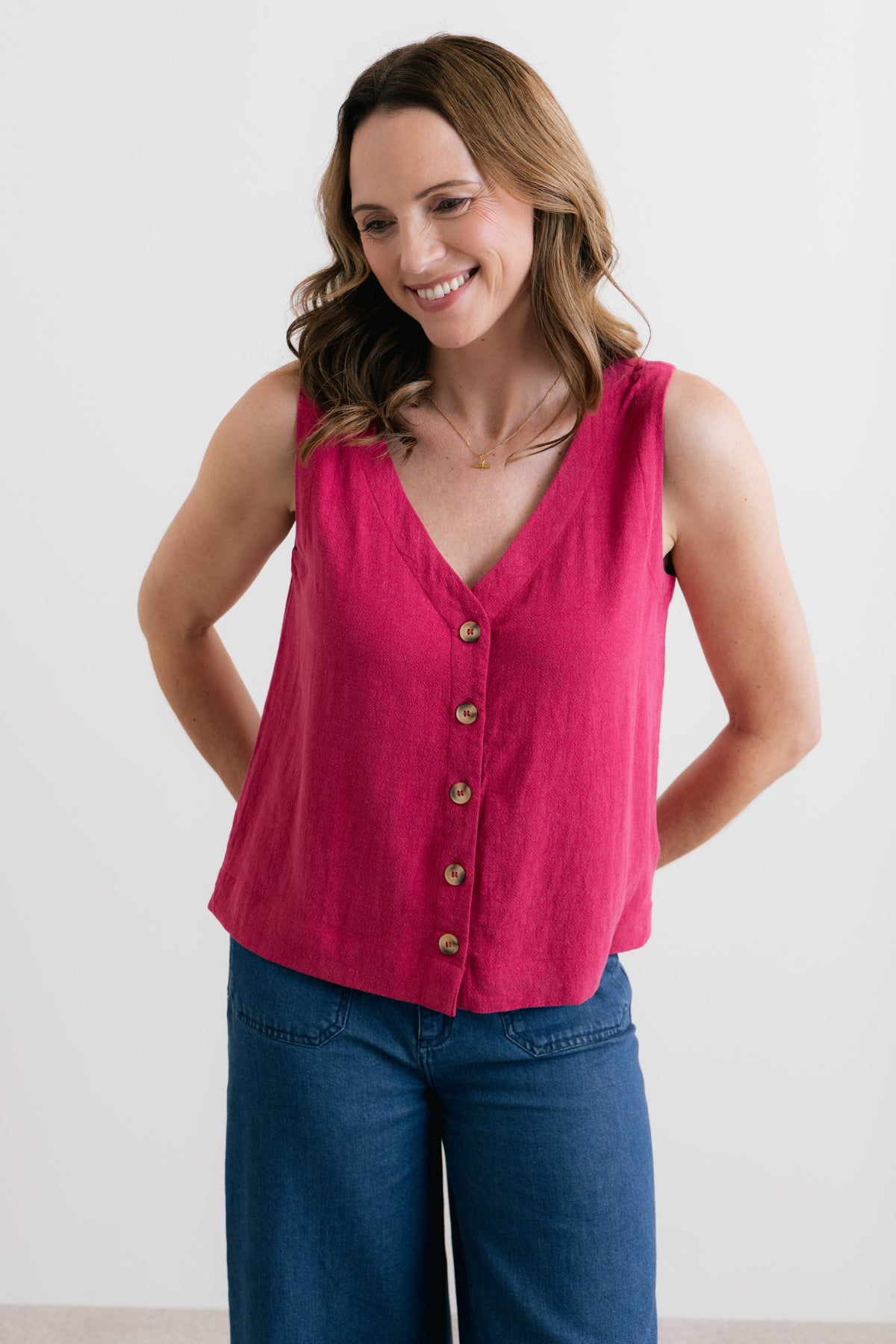 Allium Two Way Button Through Vest Boysenberry