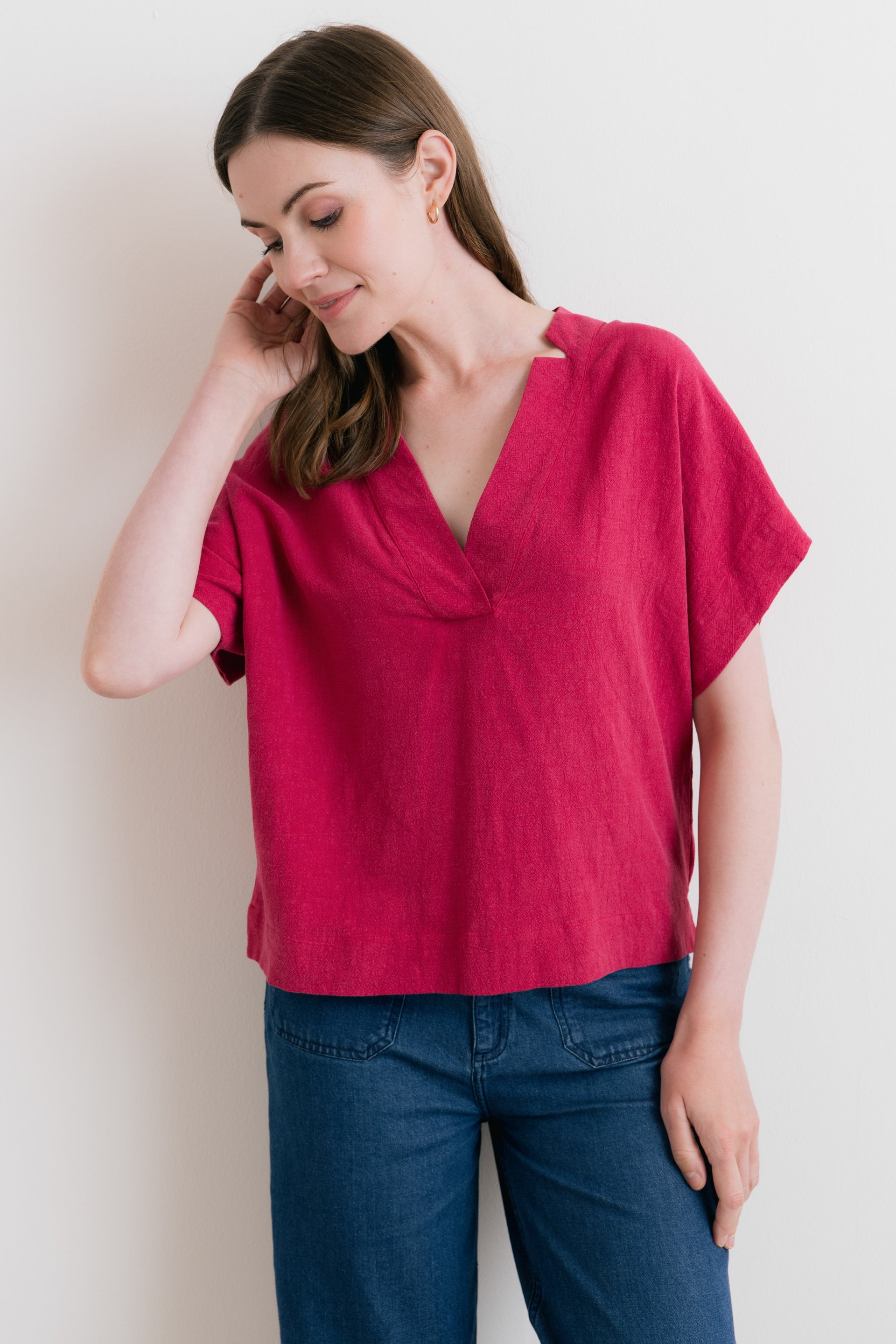 Orchard Linen Blend Shell Top Boysenberry