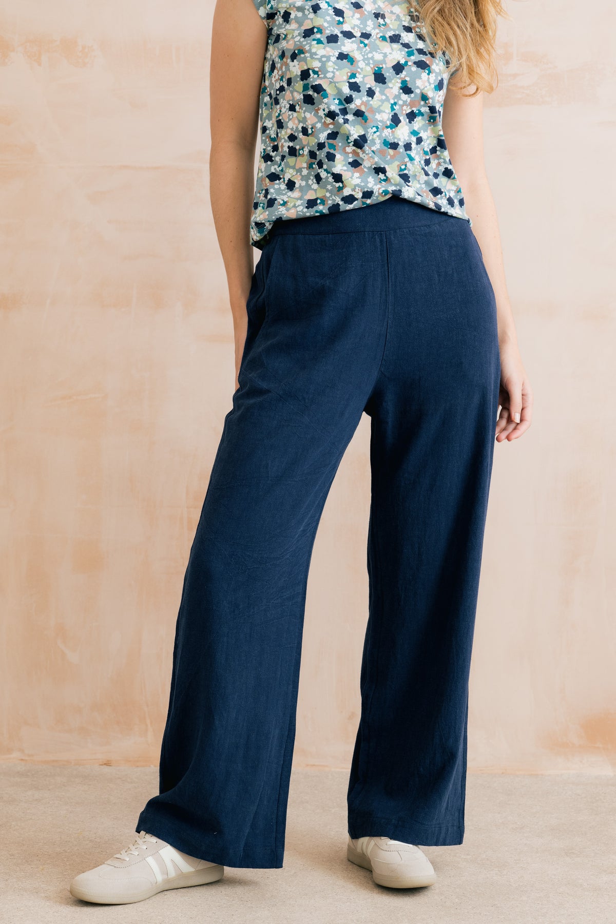 Grace Wide Leg Linen Blend Trousers