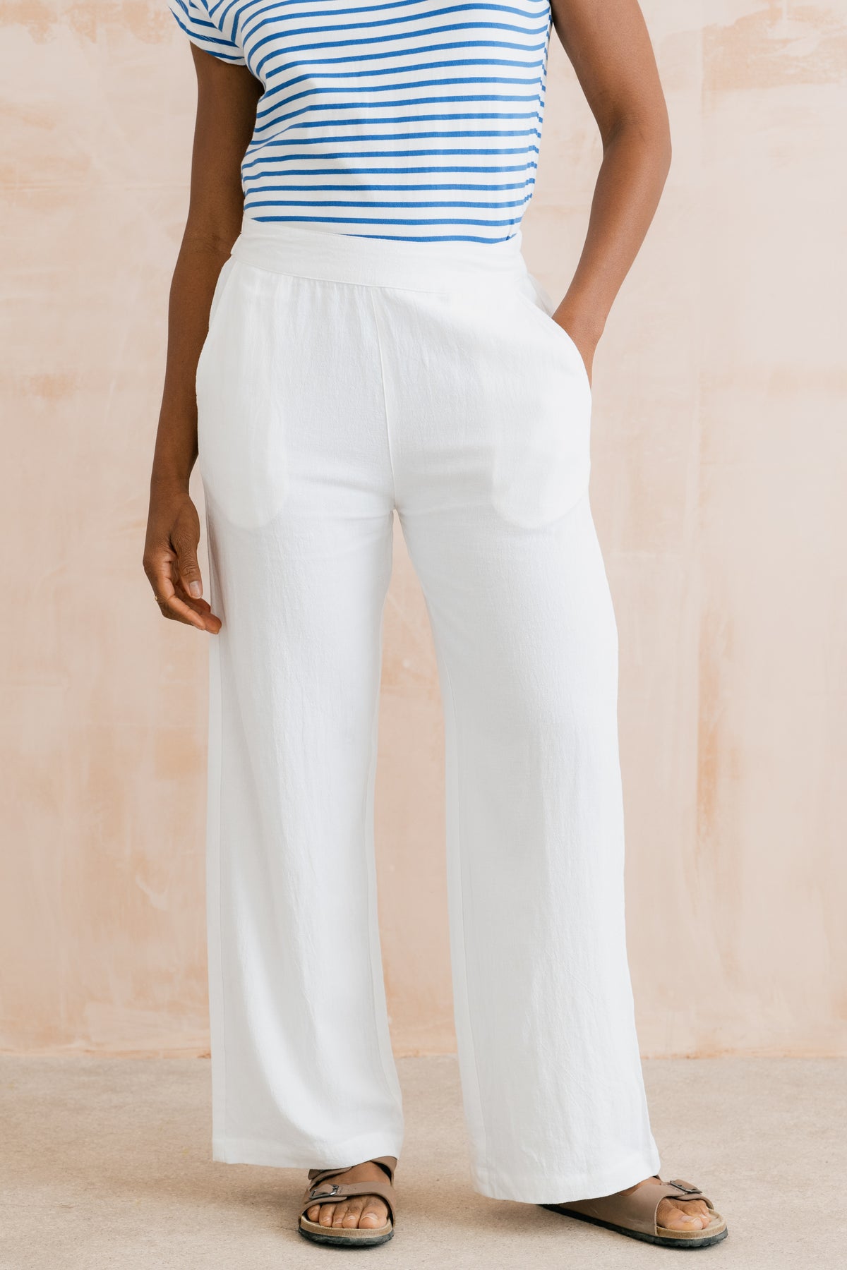 Grace Wide Leg Linen Blend Trousers