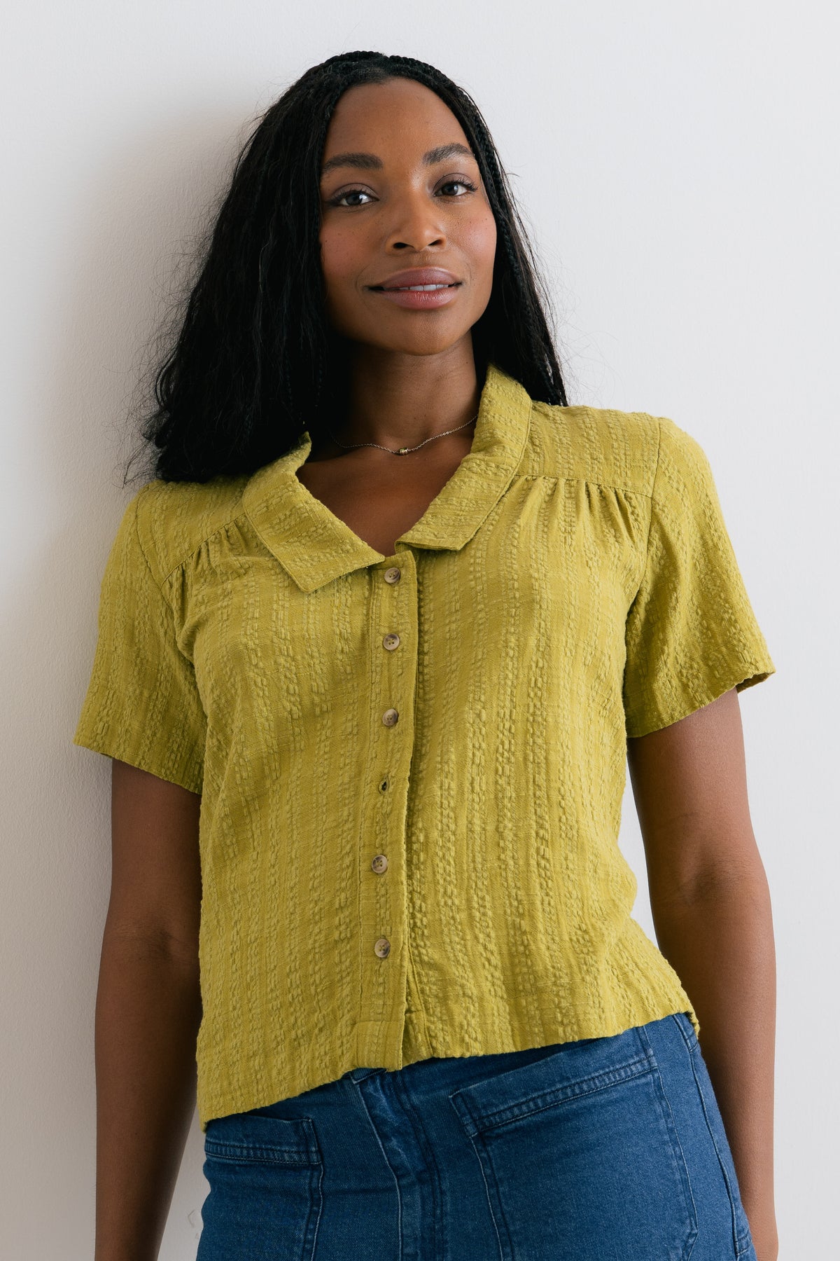Lowlands Textured Seersucker Blouse Lime