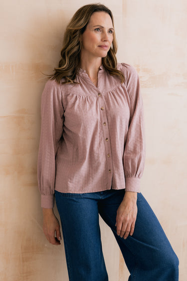 Wayfaring Embroidered Cotton Blouse Soft Pink