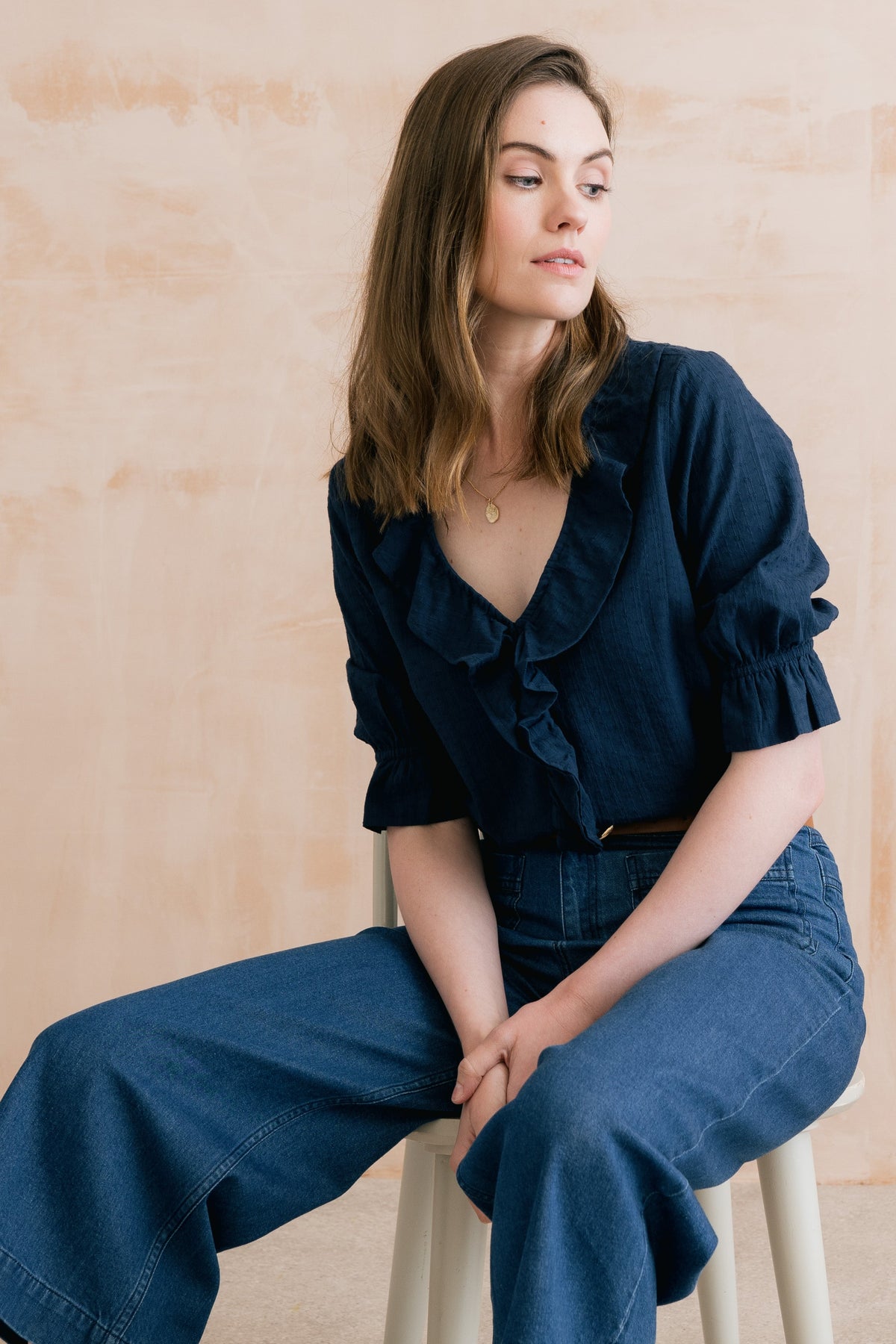 May Embroidered Cotton Frill Blouse