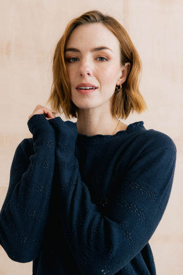 Rosie Pointelle Detail Jumper Navy