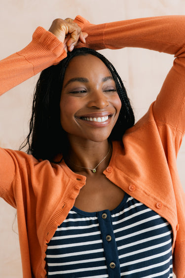 Lauren Ruffle Outfitter Cardigan Soft Orange