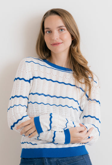 Sophie Pointelle Cotton Stripe Jumper