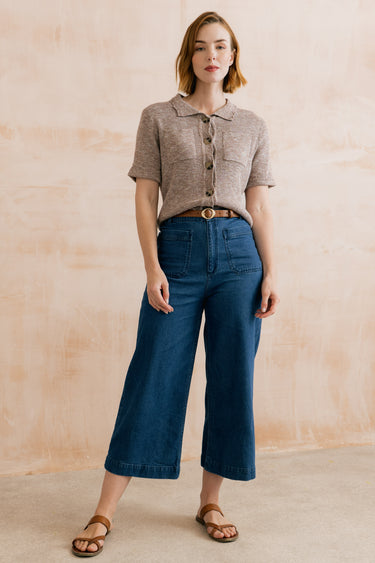 Phoebe Short Sleeve Knitted Jacket Mocha