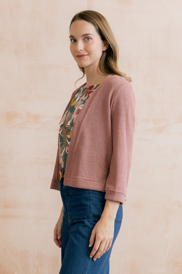 Shore Light Knit Cropped Cardigan Soft Pink