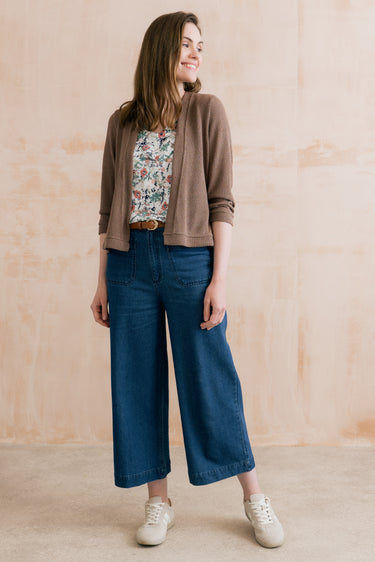 Shore Light Knit Cropped Cardigan Mocha