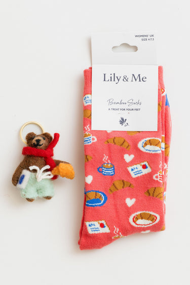 Beau The Bear Bamboo Socks And Decoration Giftbox
