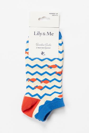 Fish In The Sea Bamboo Trainer Socks