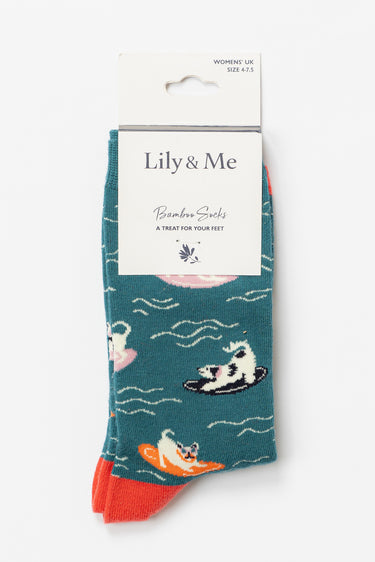 Surfer Dog Bamboo Ankle Socks