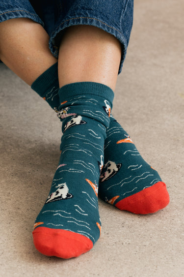 Surfer Dog Bamboo Ankle Socks