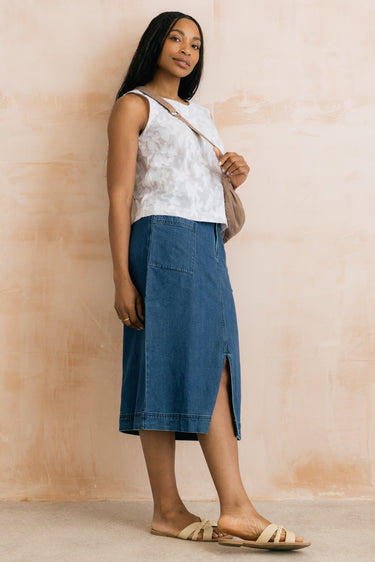 Penrose Denim Midi Skirt Blue