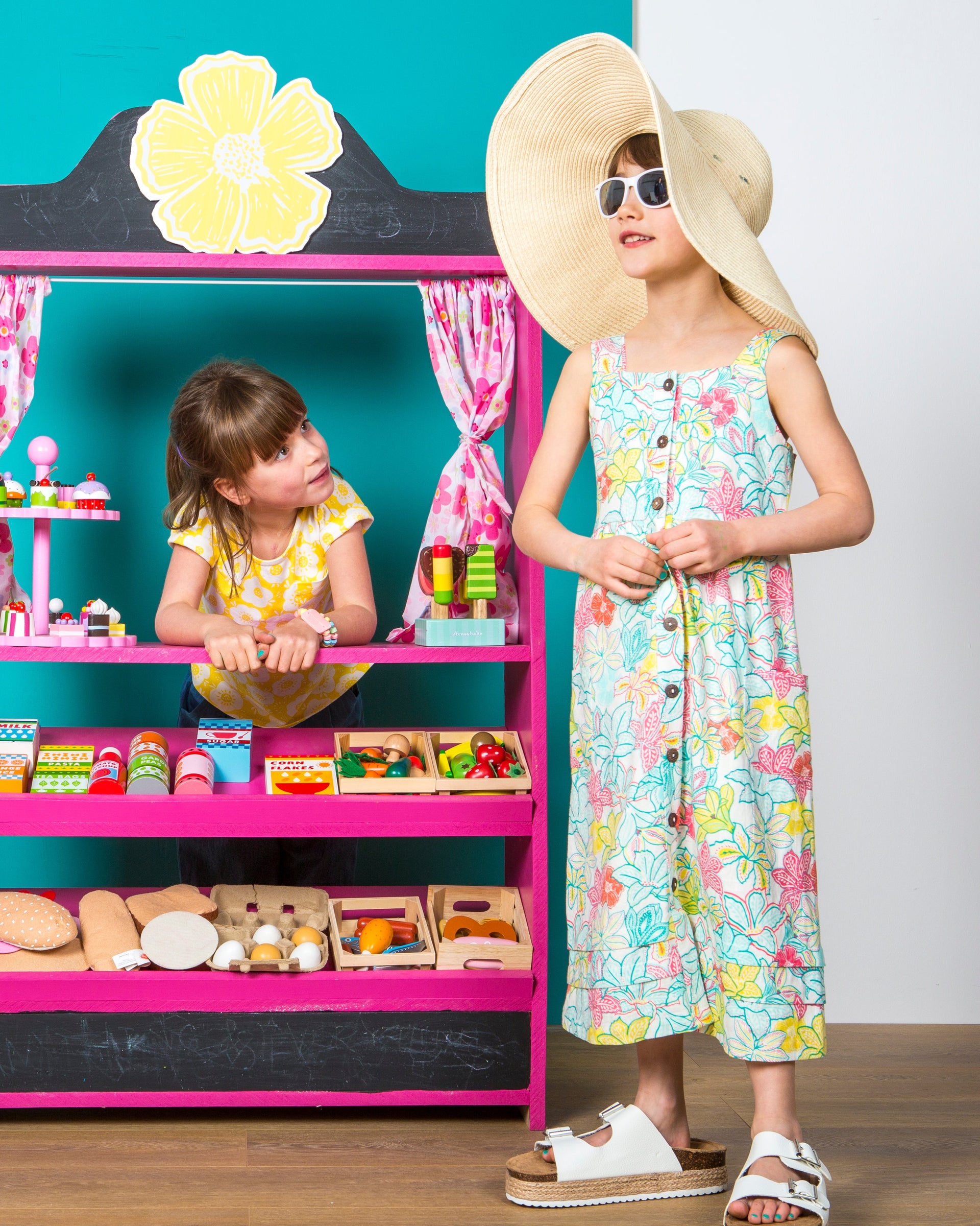 Summer Button Through Tropical Floral Dress