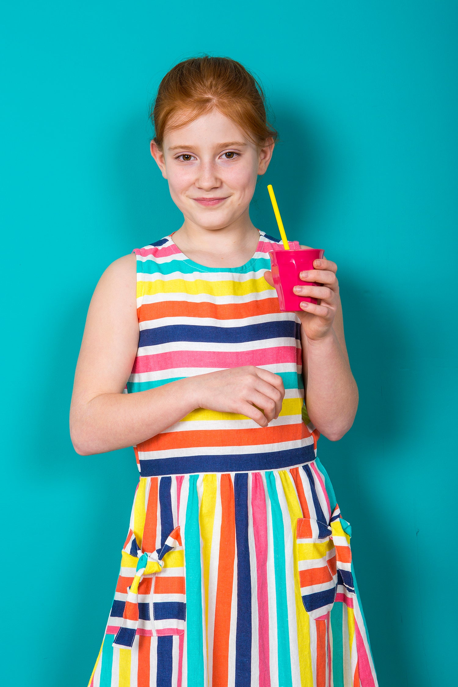 Bow Detail Multicoloured Stripe Dress