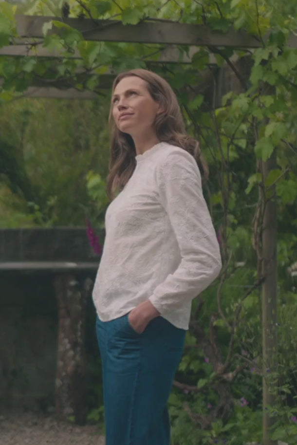 Emily Embroidered Keyhole Neck Blouse | Lily and Me Clothing