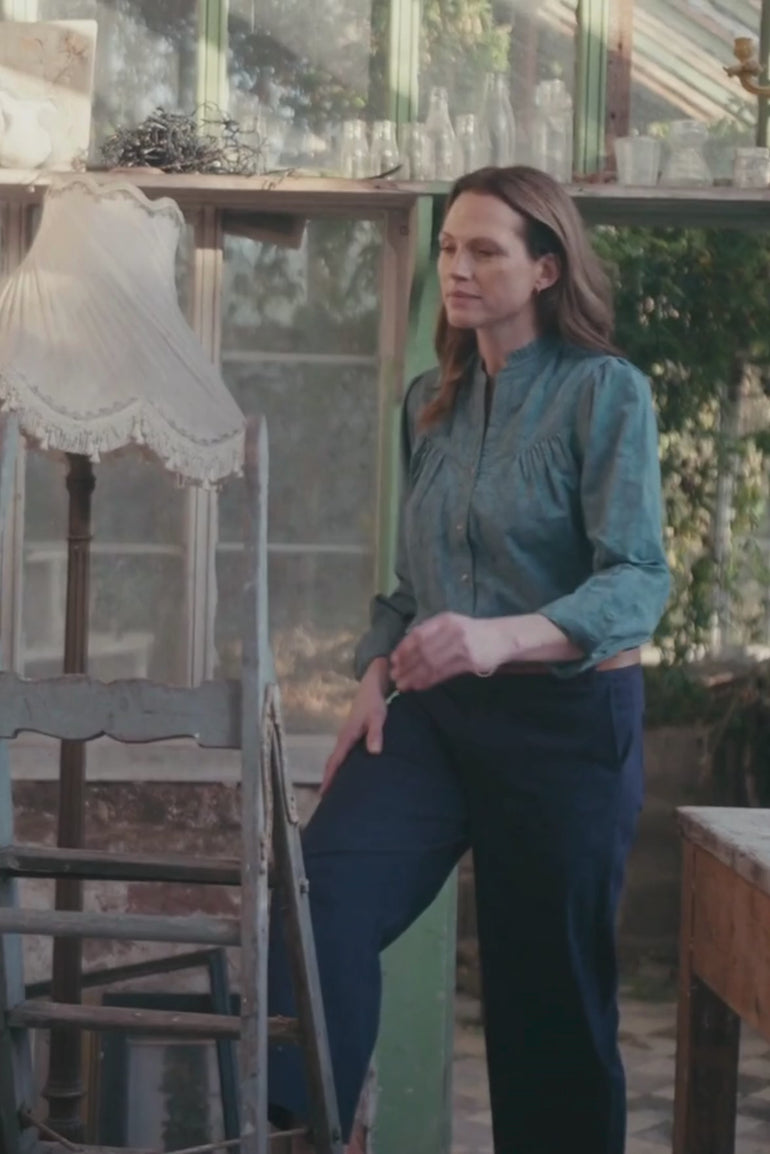Wayfaring Textured Jacquard Blouse Sea Mist | Lily and Me Clothing