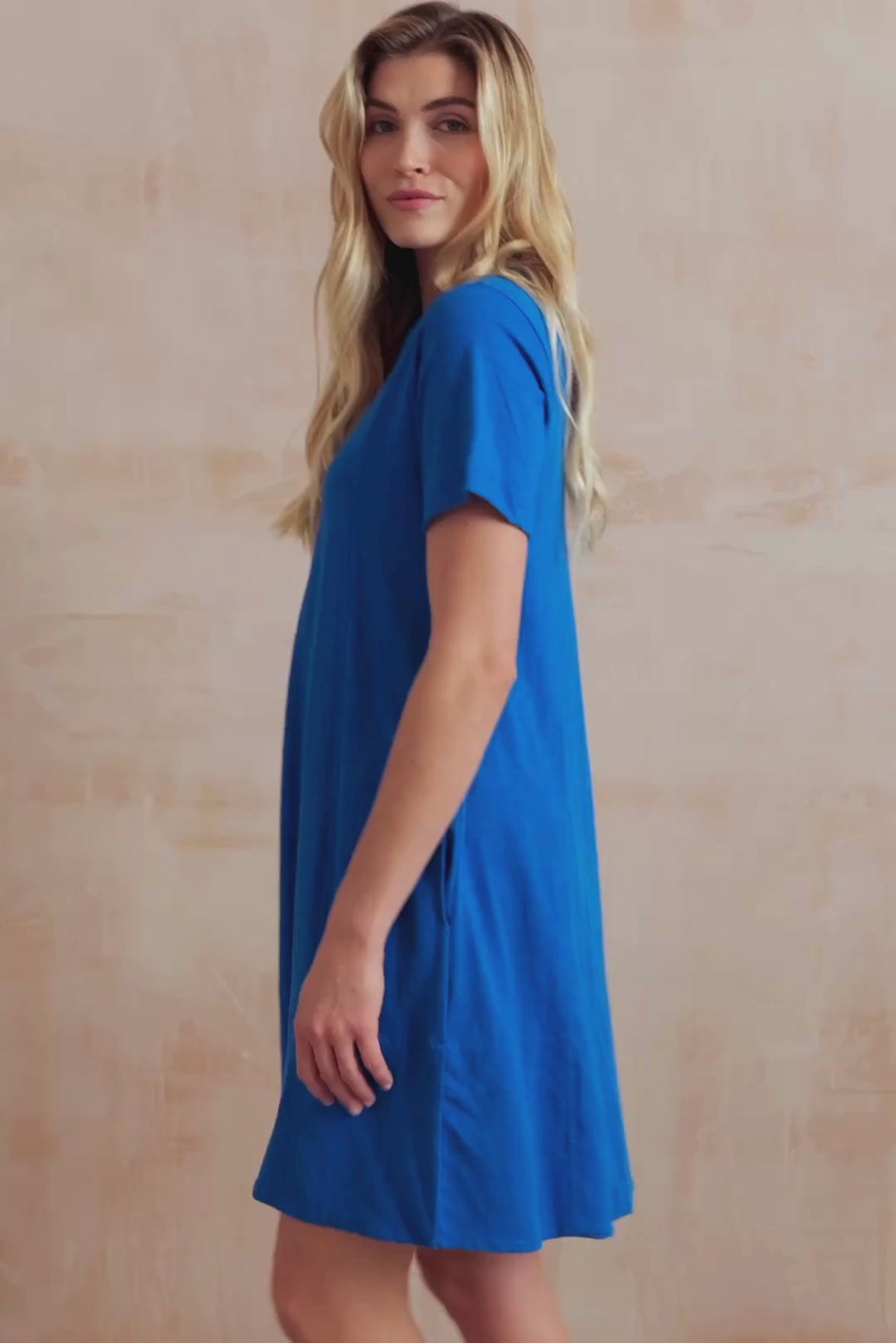 Terrace Organic Cotton Jersey Swing Dress Cobalt
