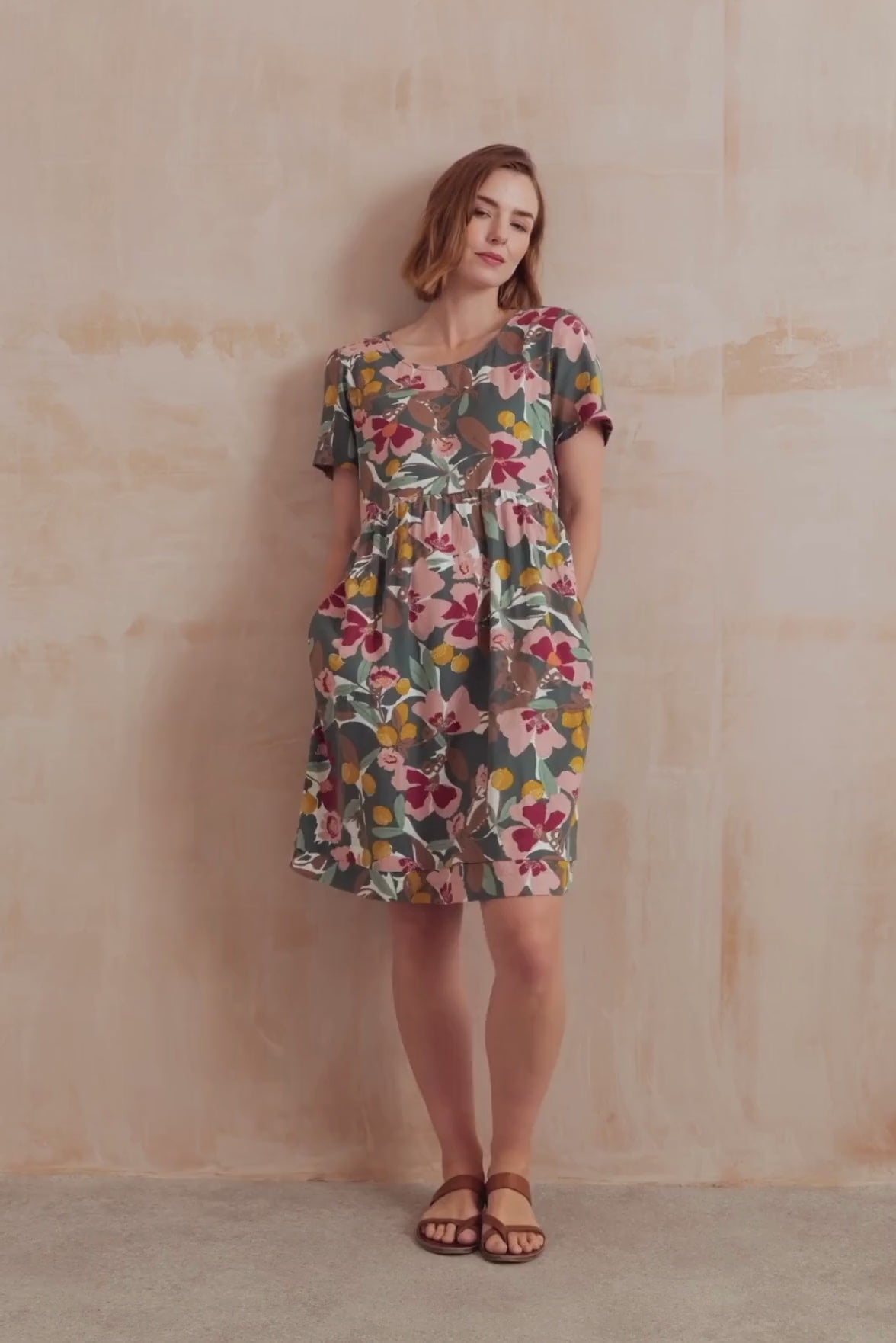 Carnival Linen Blend Printed Dress Laurel
